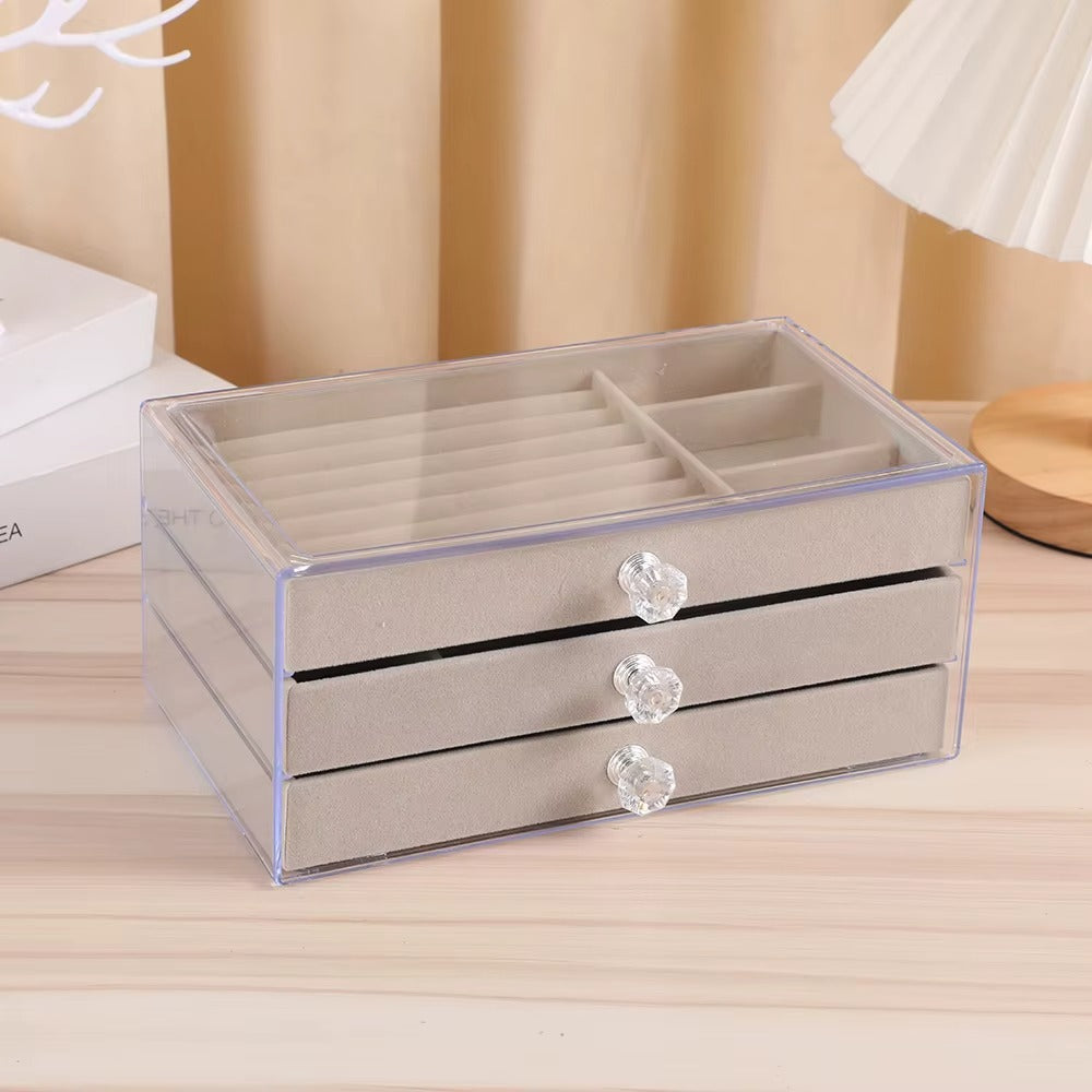 Joyero Organizador Acrílico de Lujo 3 Niveles con Terciopelo, Modelo J20