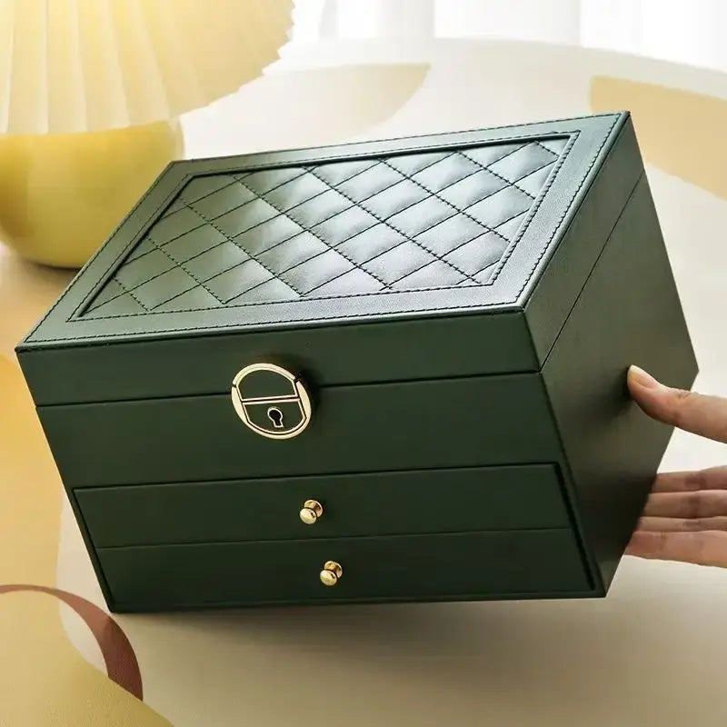Joyero Organizador 3 Niveles de Lujo con Llave de Seguridad
