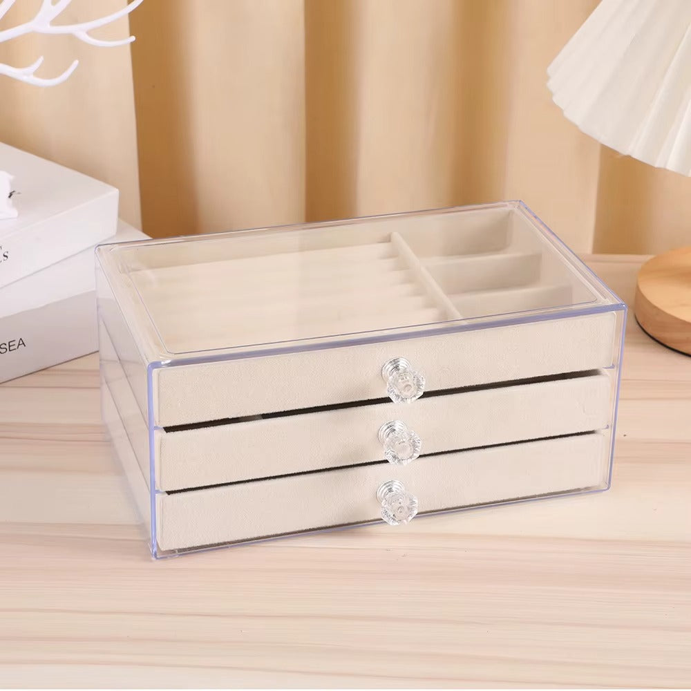 Joyero Organizador Acrílico de Lujo 3 Niveles con Terciopelo, Modelo J20