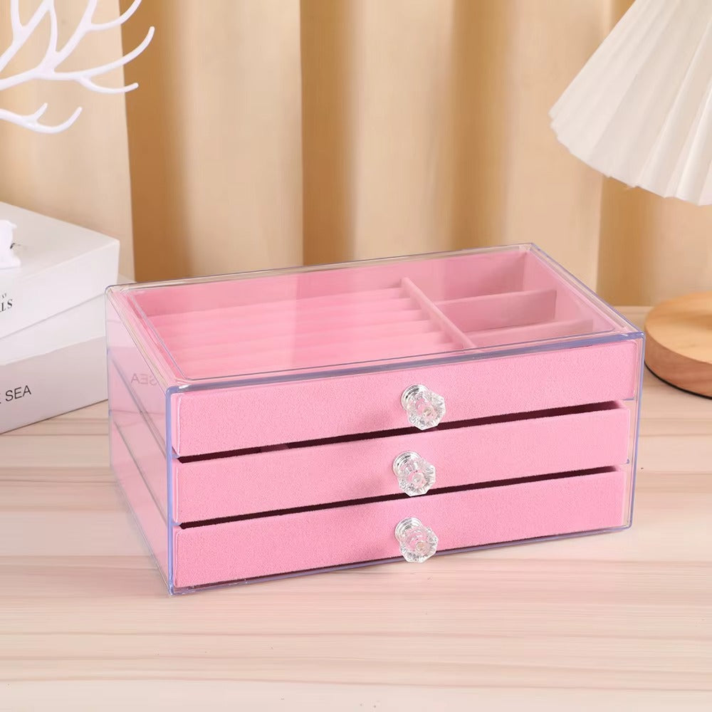 Joyero Organizador Acrílico de Lujo 3 Niveles con Terciopelo, Modelo J20